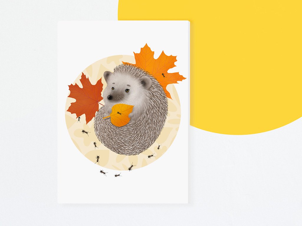 Painting on canvas with animal motive HEDGEHOG