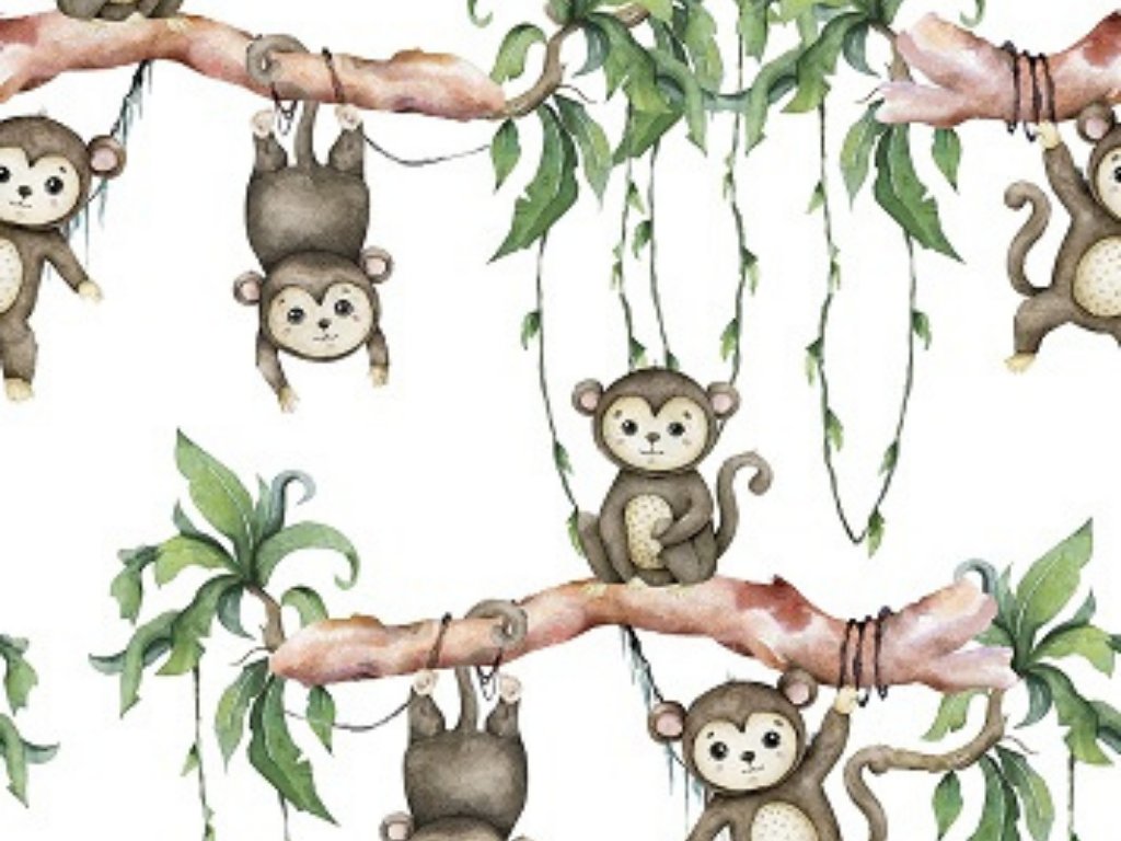 Playful wallpapers of MONKEY in the children's room