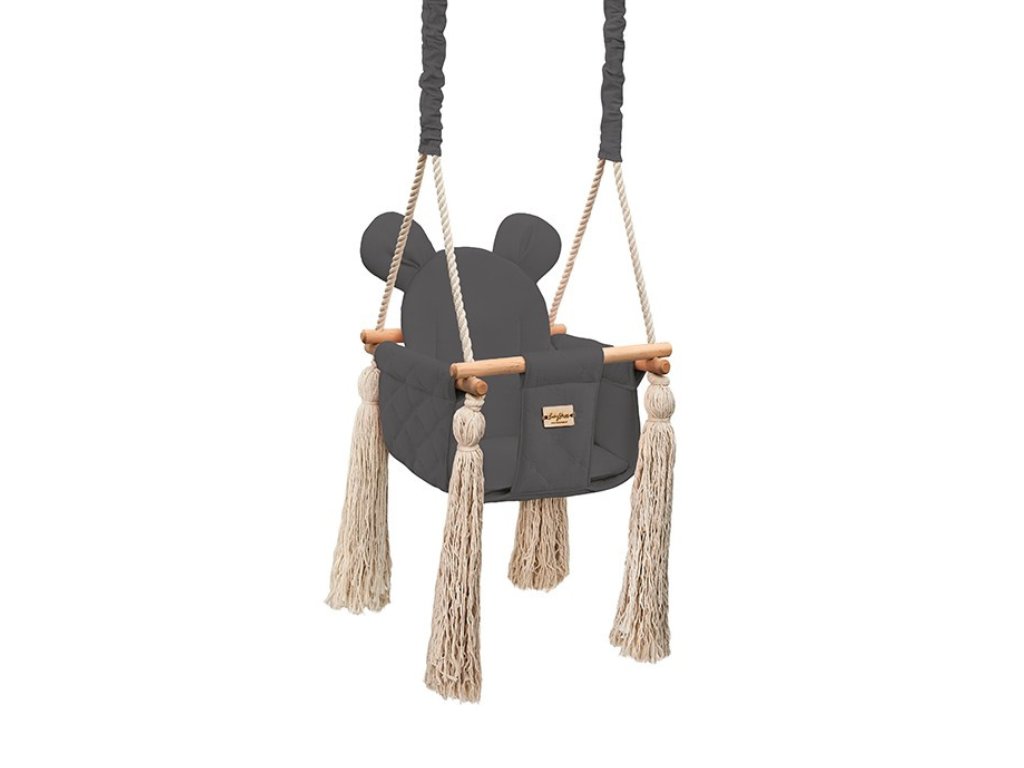 Hanging children's swing made of wood DARK GREY