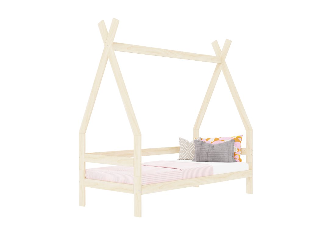 11825 children s wooden bed safe in the shape of teepee with bed guard