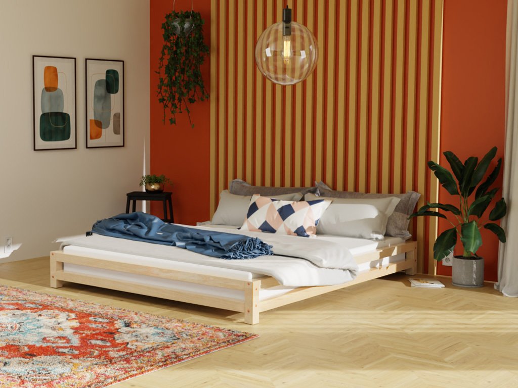 Wooden Double Bed Without Headboard Japa, Storage Bed Without Headboard
