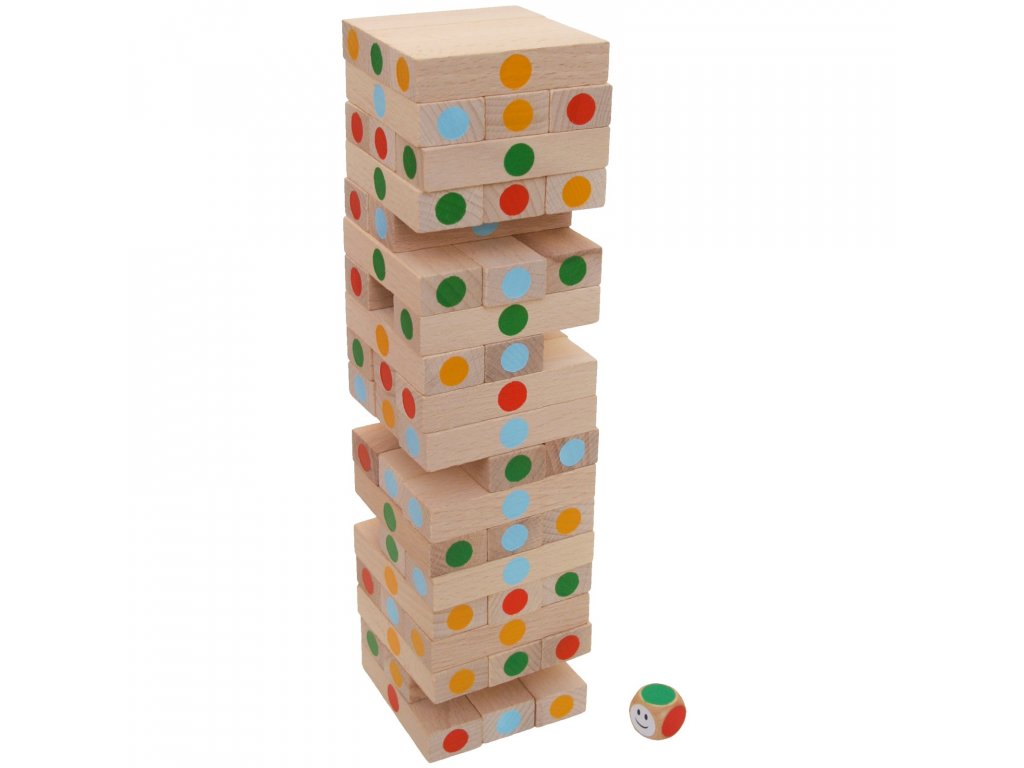 Color extended version of the JENGA tower with a dice
