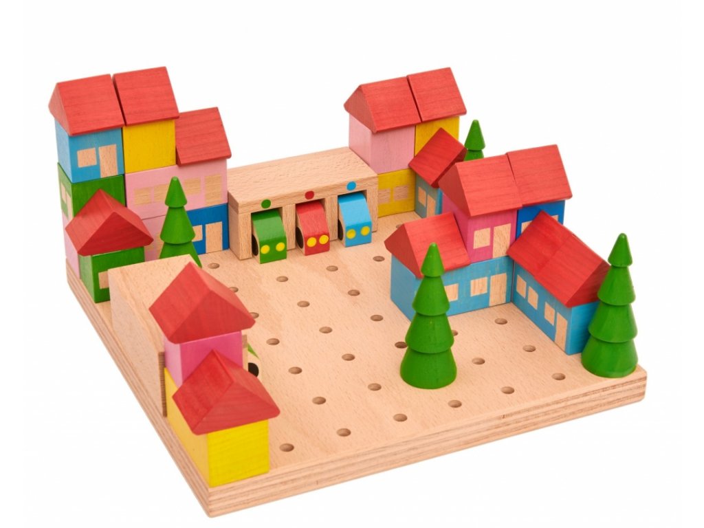 Wooden kit TOWN of 45 parts