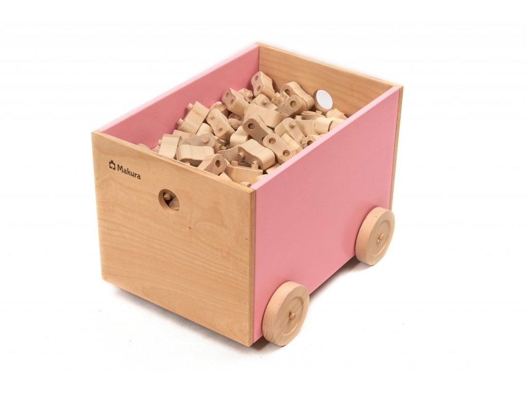 Wooden box on wheels for storing kits