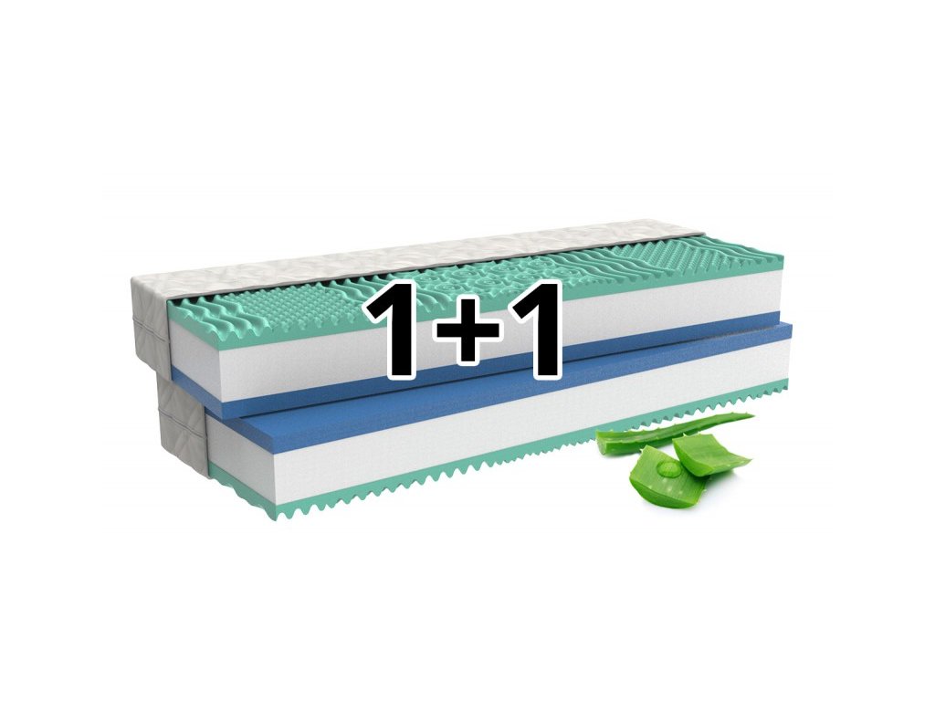 1+1 Orthopaedic mattress ALOE COMFORT with memory foam containing aloe vera