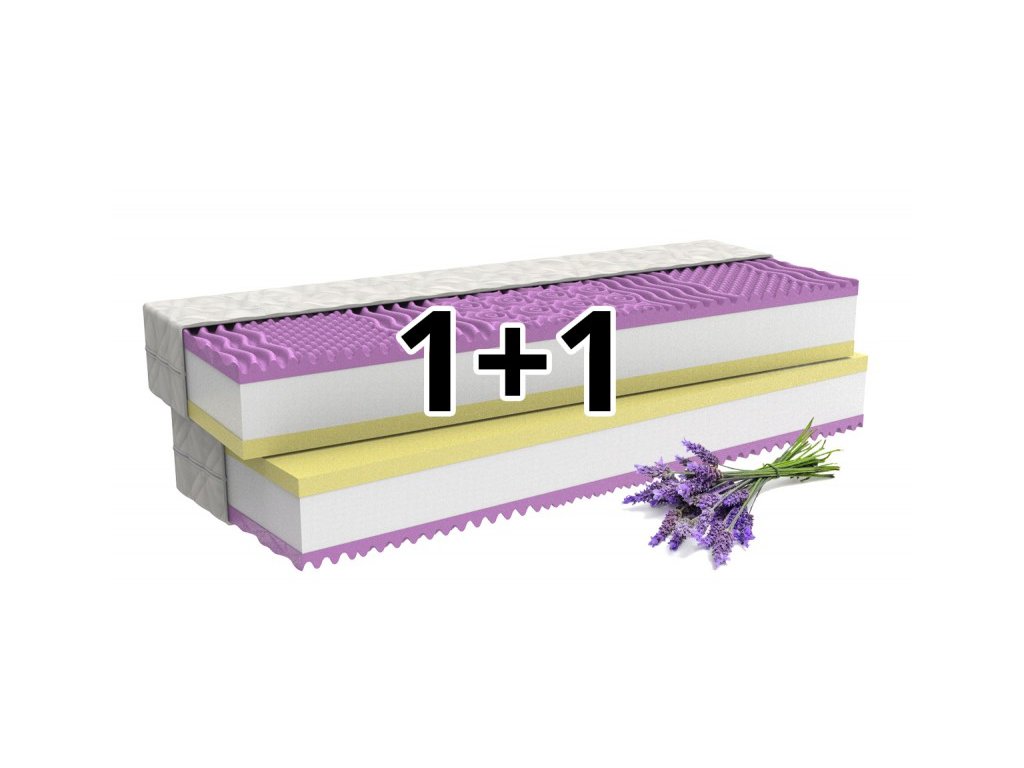 1+1 Orthopaedic mattress LAVENDER COMFORT with memory foam and lavender