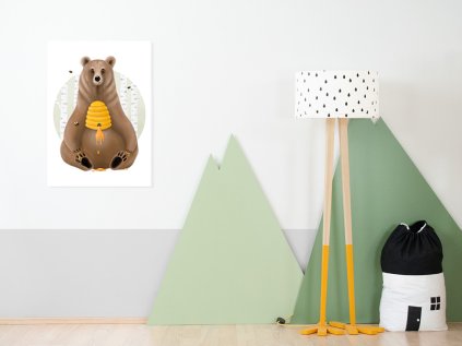 Painting on canvas on the wall in the children's room BEAR
