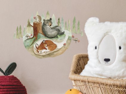 Wall children's sticker FOX WITH FRIENDS introduction