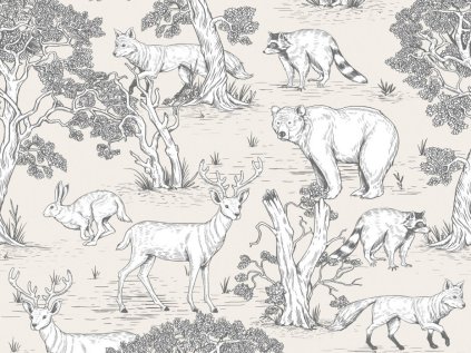 Vinyl wall wallpaper FOREST ANIMALS for children's room