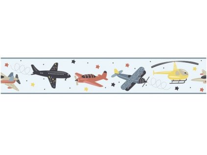 COLORFUL AIRCRAFT border on the wall of the children's room