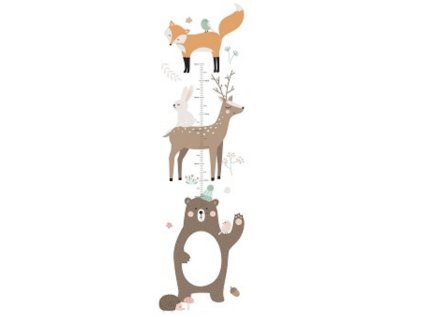 Washable children's wallpaper meter FOREST FRIENDS on the wall