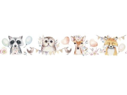 Pastel wall border ANIMALS for children's room