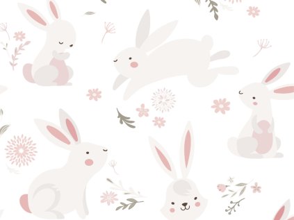 Children's vinyl wallpaper RABBITS on the wall