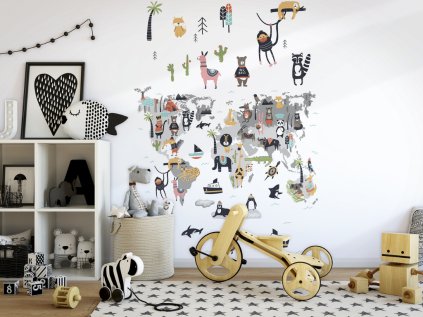 Children's wall mural ANIMAL WORLD made of vinyl