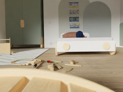 Children's single bed in shape of car