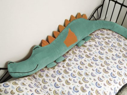 Plyšový mantinel do dětské postele DRÁČEK zeleny