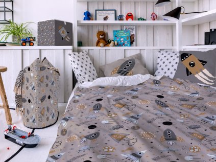 Cotton children's bed linnen with SPACE motifs