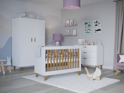 Baby's room KUBI: Cot, wardrobe and chest of drawers