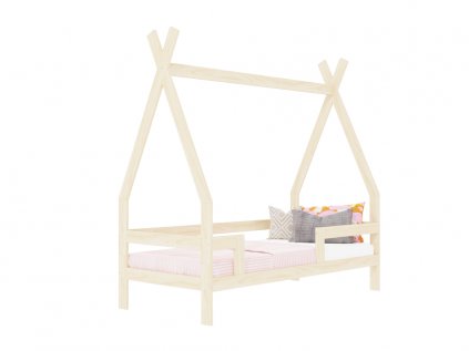 11846 children s wooden bed safe in the shape of teepee with three bed guards