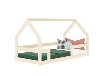 11873 low house bed safe made of wood with three bed guards