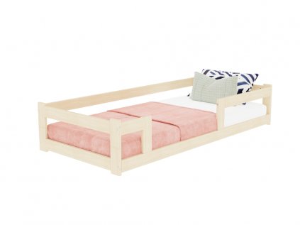 11924 low wooden single bed safe with three bed guards