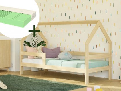 House bed SAFE with sidewall 90x200 cm + ADAPTIC mattress