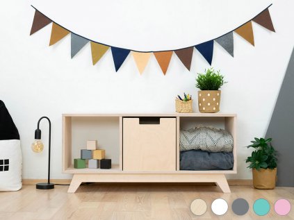 Wooden shelf NABOKSY 1x3 with base
