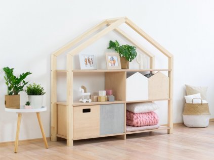 Wooden House Shelf SHELLY Natural