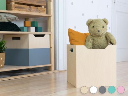 Wooden storage box BOKS with a wide cutout