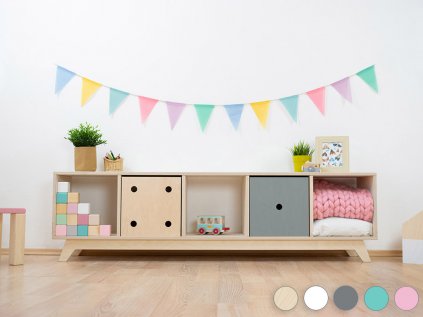 Wooden shelving unit NABOKSY 1x5 with base