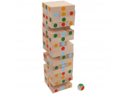 Color extended version of the JENGA tower with a dice