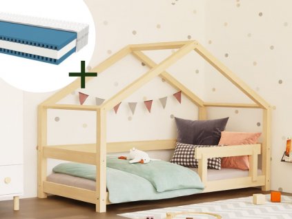 Set: House bed LUCKY 120 x 200 cm with children's foam mattress METROPOLIS