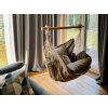 Fabric rocking chair for hanging indoors in beige color