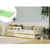Single bed FENCE 90x200 cm with sidewall and storage space + ADAPTIC mattress (Choose colour Transparent oil, Choose sidewall With sidewall)