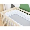 Braid-Shaped Cotton Cot Bumper Mimi White