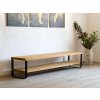 Industrial solid wood TV bench OSCAR with a shelf