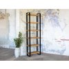 Narrow shelving unit SHERLOCK made from solid wood and metal